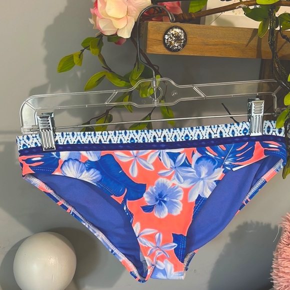 OP Other - Tropical Bikini Bottom Coral Blue Floral Womens Medium New
